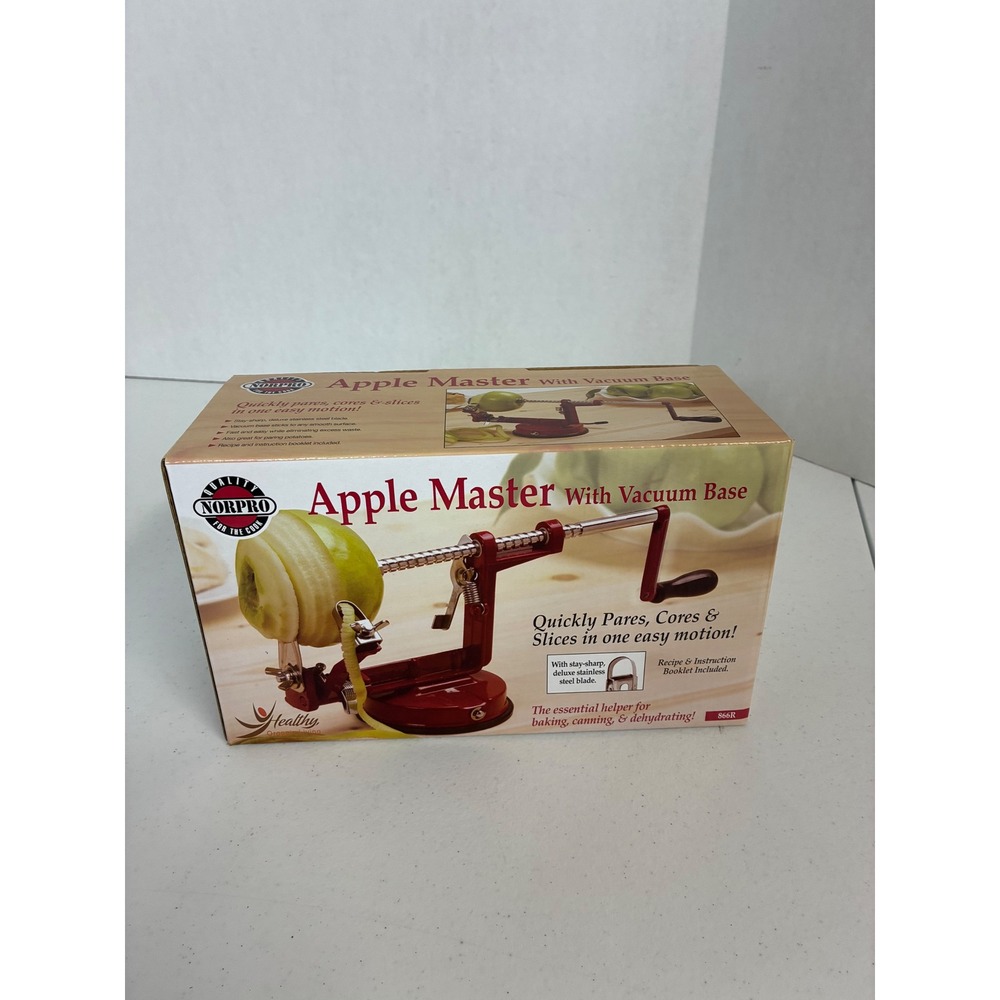 Norpro Apple Master 866R Red Apple Peeler Corer Slicer with Vacuum Base NEW